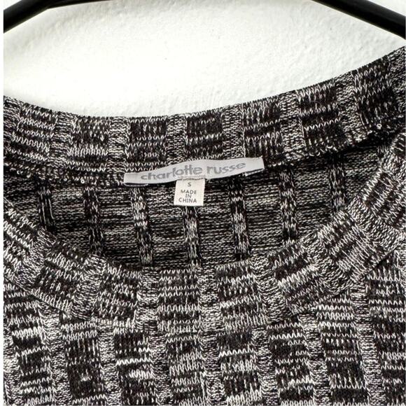 NWOT Y2K Charlotte Russe Heather Grey Sweater Crop Top Women Sz Small 3/4 Sleeve - Picture 8 of 9